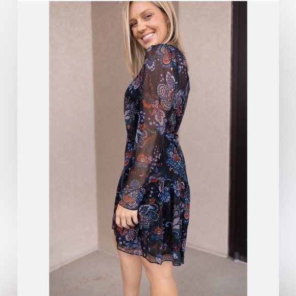 Veronica Beard Bolade Silk Georgette Paisley Tiered Mini dress Size 2 - Picture 6 of 16